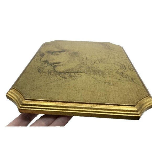 Leonardo Da Vinci Reproduction Art Print On Wood Made In Italy Bevel Gold Tone - Picture 7 of 16